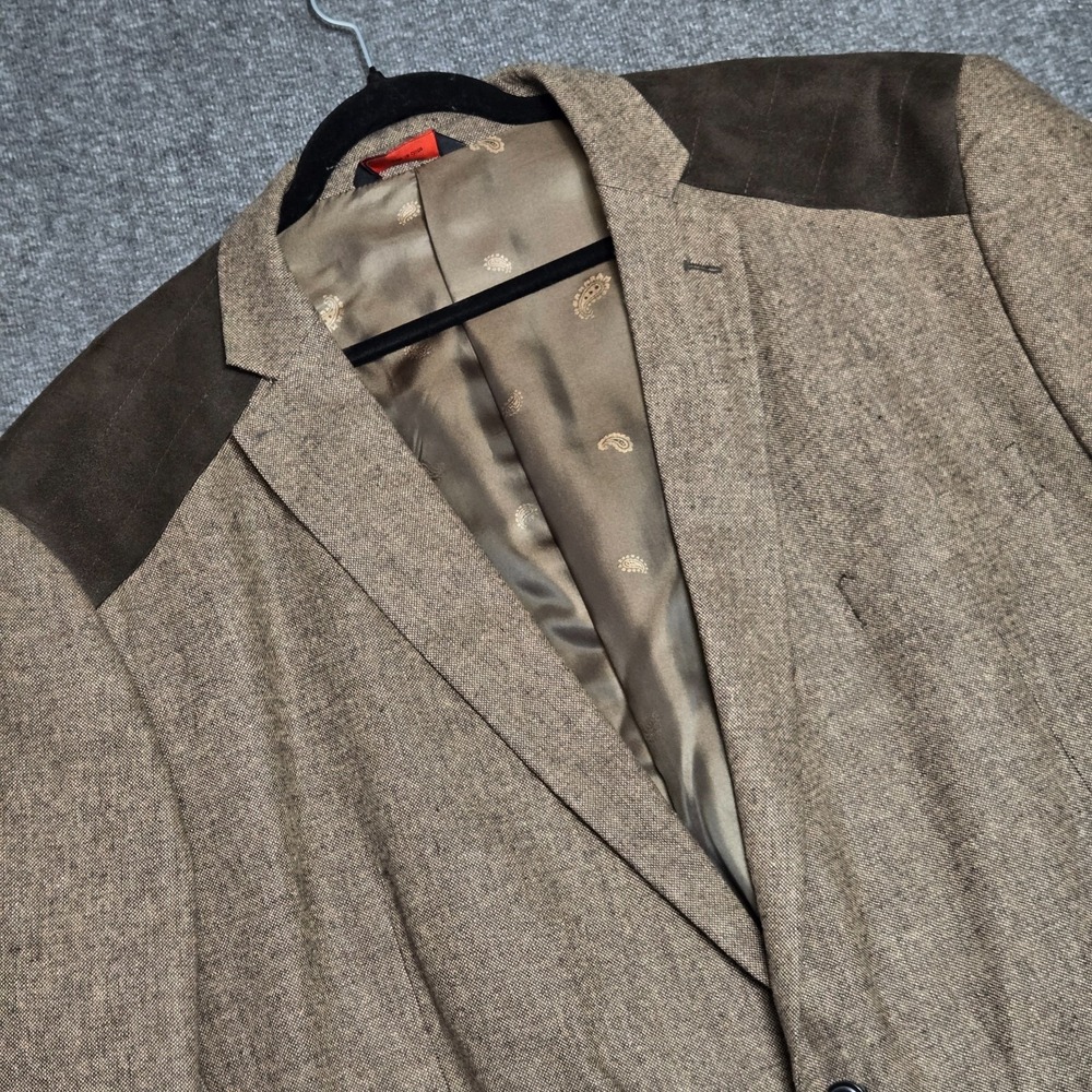 Linea Uomo Luxury Tweed Blazer Sport Coat Sz 56 Long Wool Shoulder Patch